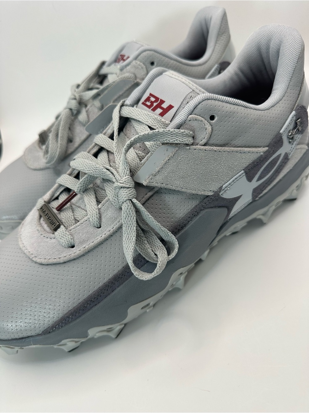 Under Armour Bryce Harper 10 Pro TPU Baseball Cleats Gray 6010136-075 size 14